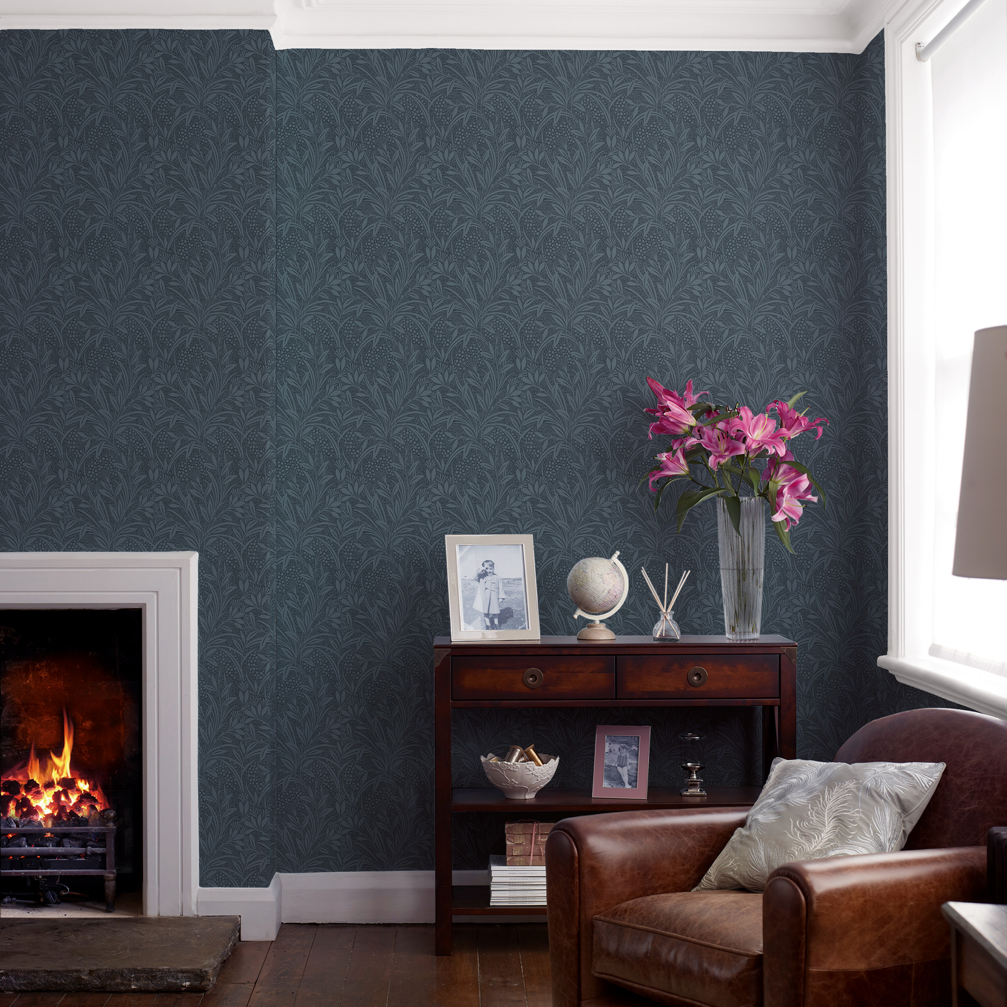 Barley Wallpaper 113339 By Laura Ashley In Dusky Seaspray Blue